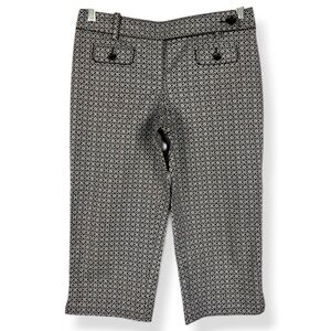 Ann Taylor Lindsay Capri Pants Womens Petite Size 2P Brown Ivory Geo Stretch